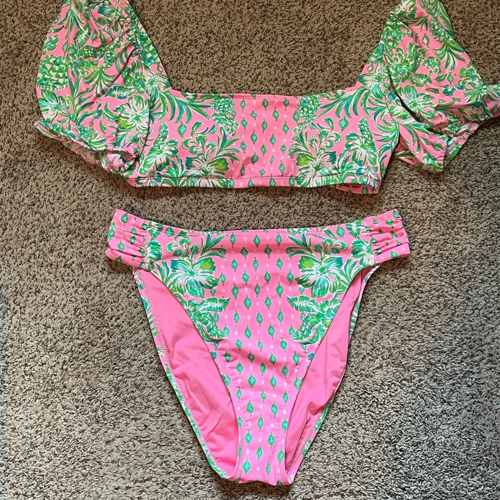 Lilly Pulitzer Pink and Green Patterned Bikini
